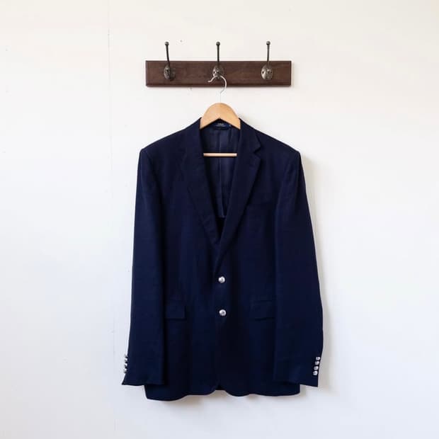 폴로 랄프로렌 실버 버튼 린넨 블레이저