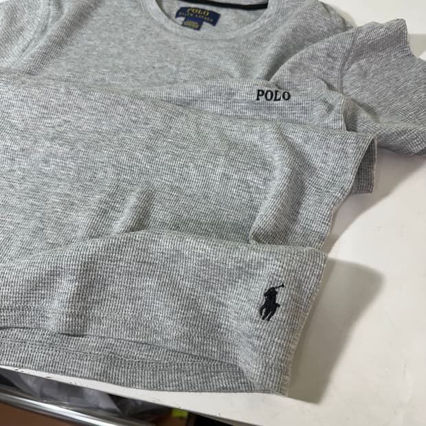 우먼S-M 폴로 랄프로렌 그레이 포니로고 와플코튼 반팔티