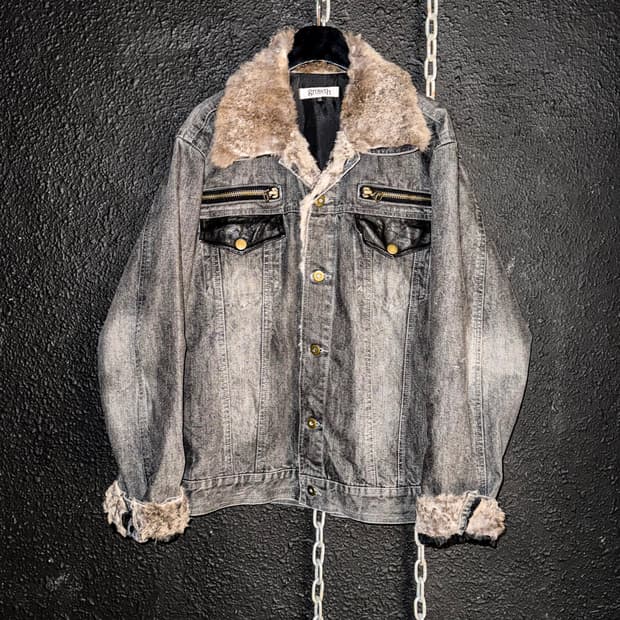 growth – Rabbit Fur Collar Denim Jacket 