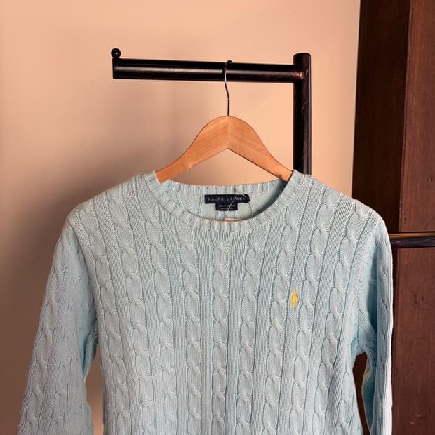 15409 - 폴로 랄프로렌 스카이블루 케이블 니트