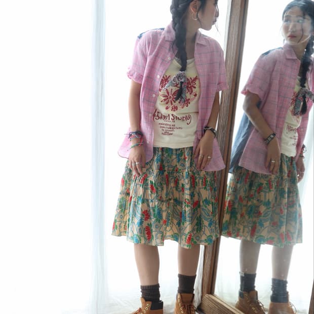 [Marc Jacobs] Green Floral Tiered Skirt