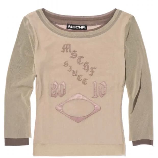 미스치프 보트넥 메쉬 탑s