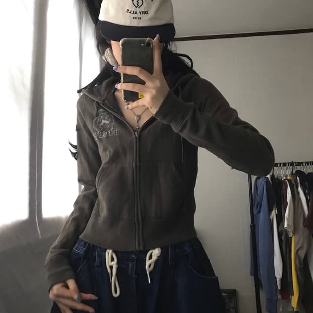 폴로 럭비 카키 후드집업