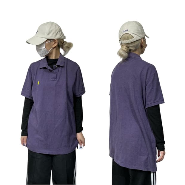 폴로 랄프 로렌 퍼플 커스텀핏 반팔 피케이티 카라티 L