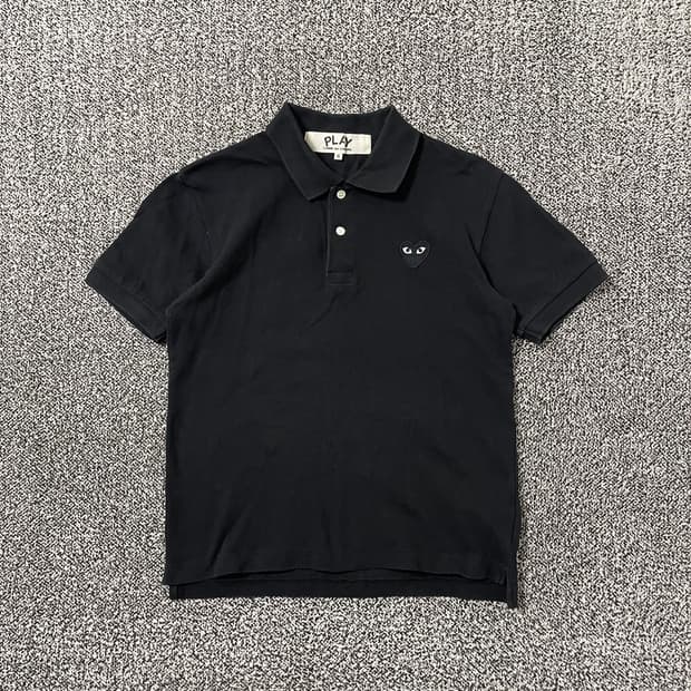 빈티지9. 꼼데가르송 플레이 블랙 하트 로고 폴로 셔츠 반팔티 카라티