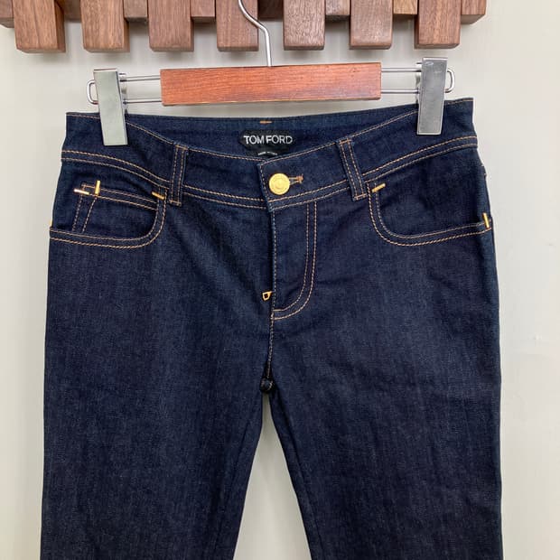톰포드 슬림 데님 팬츠 밑단 지퍼 디테일