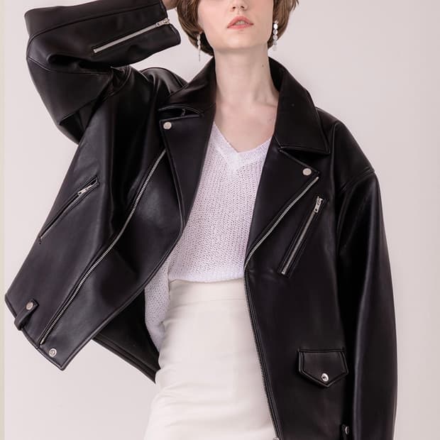 플라스크 양가죽 레더 자켓