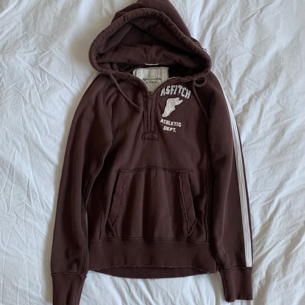 Abercrombie & Fitch 브라운 반집업 후디