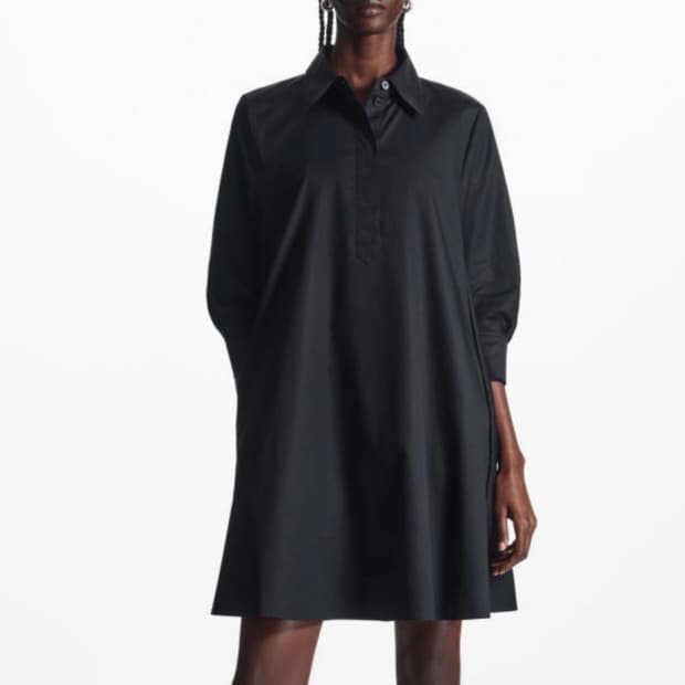 COS 코스 블랙 셔츠 원피스 38