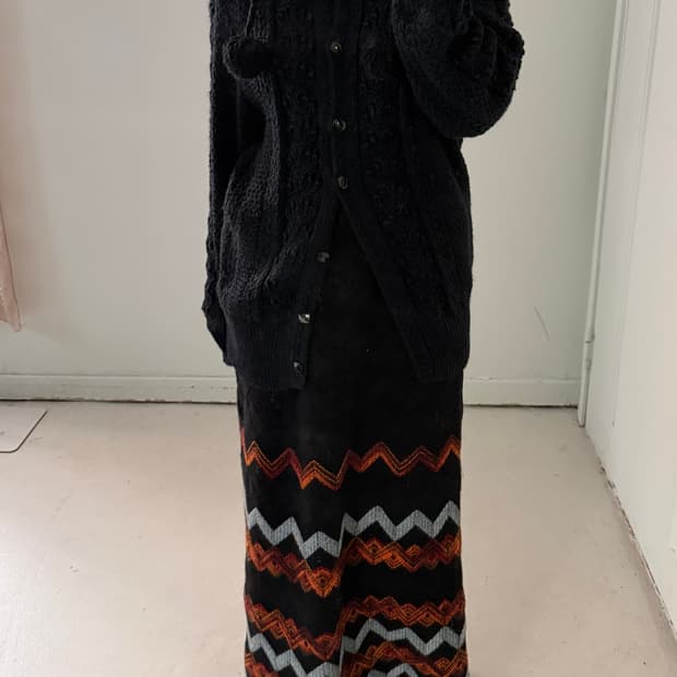 일본빈티지 블랙 울 니트 가디건