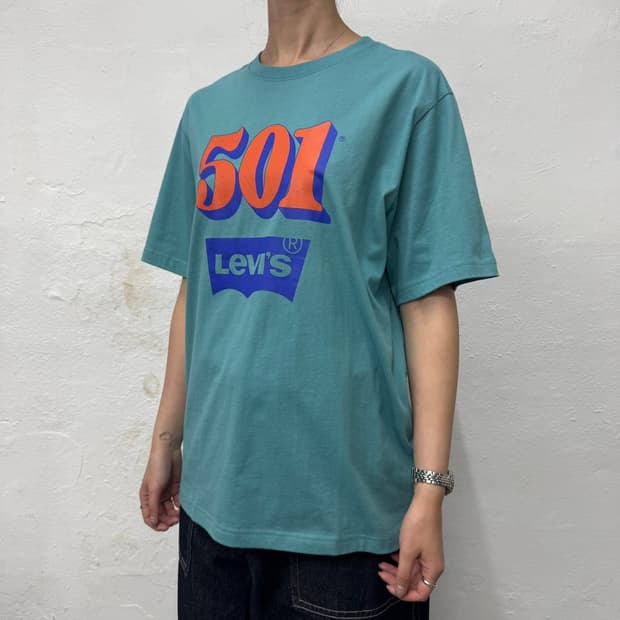 리바이스(Levi's) 민트컬러 501 심볼로고 프린트 코튼 반팔