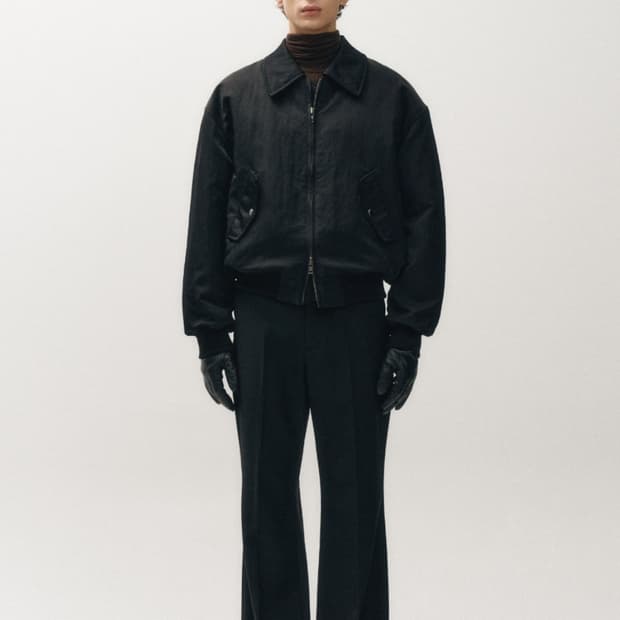 노이어 헤비 나일론 페디드 크롭 블루종(블랙)