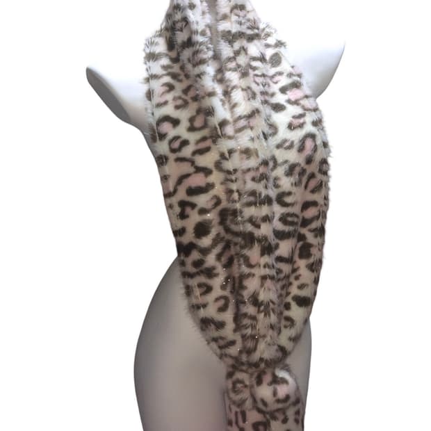 빈티지 호피 글리터 폼폼 머플러 달천 갸루