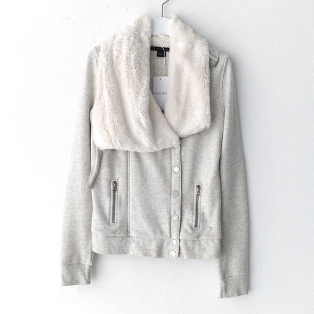 armani exchange) fur zip-up