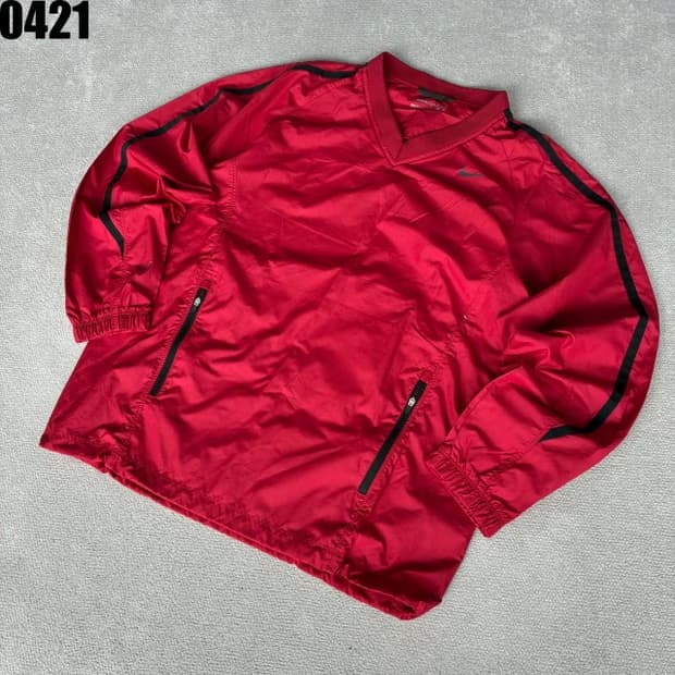 나이키 골프 레드 웜업 바람막이 V넥 100
