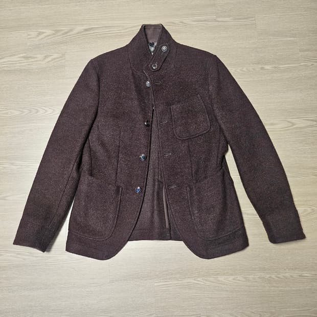 커스텀멜로우 하이넥 블레이저 자켓 브라운