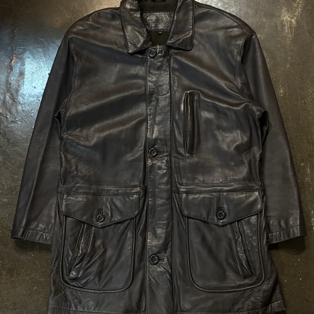 90s japan vintage 양가죽 레더 하프코트
