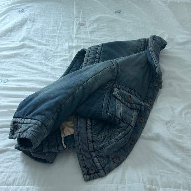 메종 미하라야스히로 크롭 패딩 데님 자켓