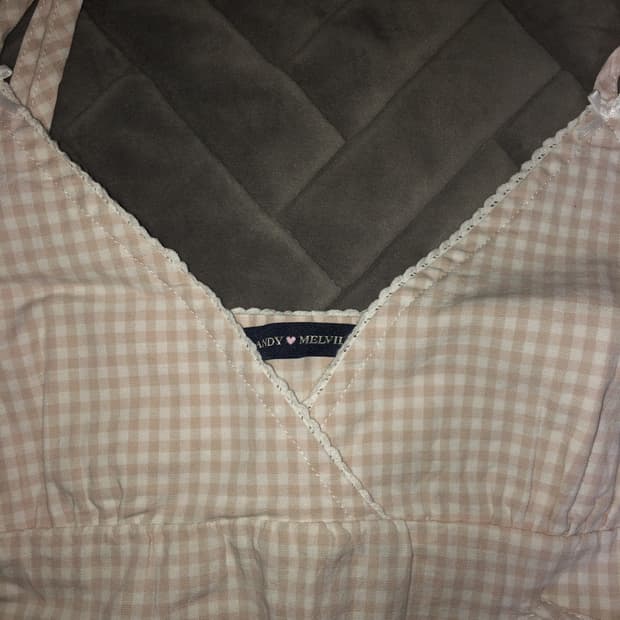 브랜디멜빌 핑크 체크 나시 블라우스 탑