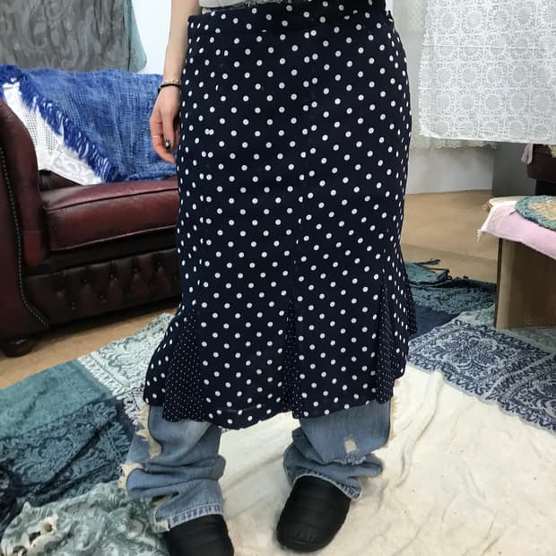 여성 빅사이즈 도트 미니스커트 