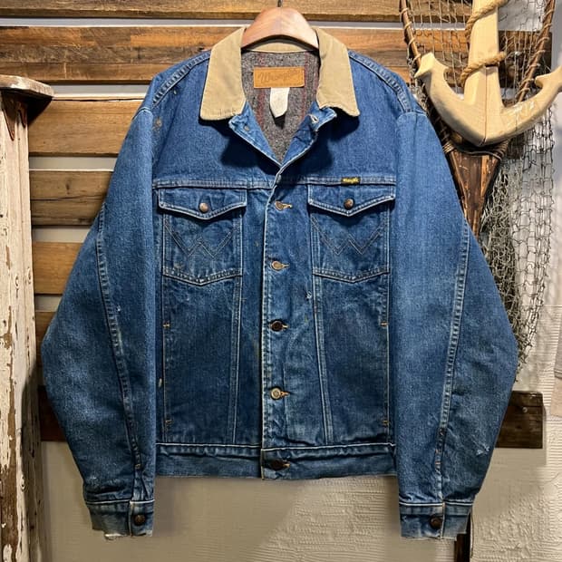 [XL]90's 랭글러 USA Made 블랭킷 라이닝 데님 트러커 자켓