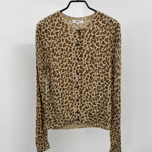 갸루 호피 버튼 가디건