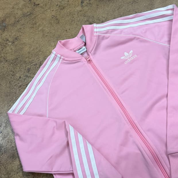 아디다스 연 핑크 슈퍼스타 져지 트랙탑 160