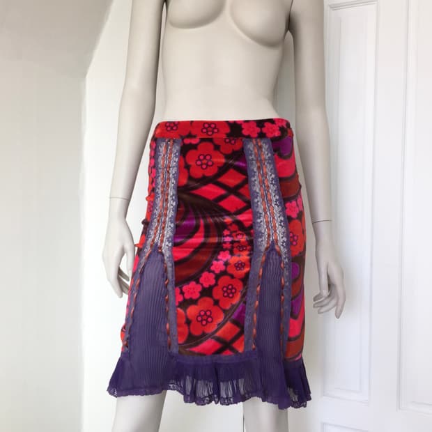 D&G Vintage Floral Velour Midi Skirt