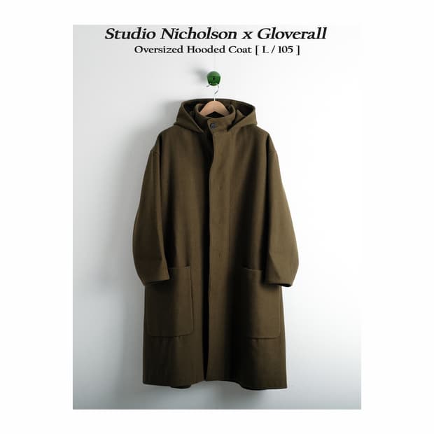 스튜디오 니콜슨 X 글로버올 후드 오버사이즈 울 후디드 코트 L사이즈