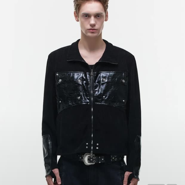 오퍼스0012  래더 패치 니트 집업 M