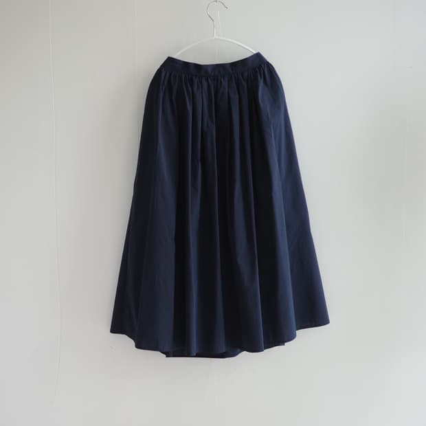 Deep navy volume cotton skirt