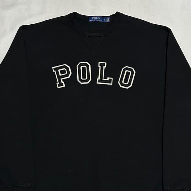 XL 폴로랄프로렌 빅로고 블랙 기모 맨투맨