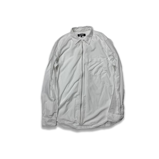 블랙 꼼데가르송 집업 화이트 오버 셔츠