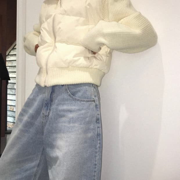 (새상품)덕다운 니트집업 패딩