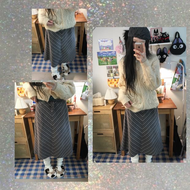 vintage chevron stripe skirt cocoa