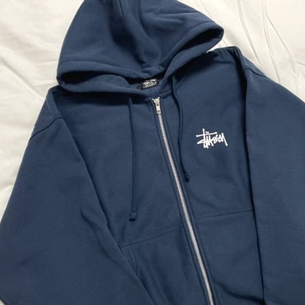 스투시 네이비후드집업m