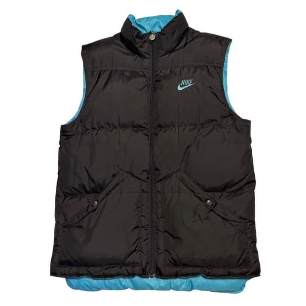 나이키 브라운/ 스카이블루 리버시블 패딩 조끼