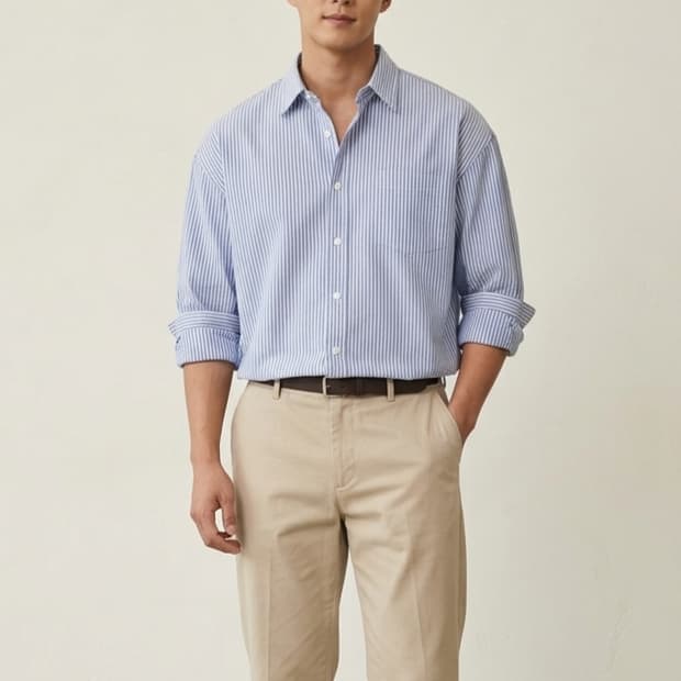 [105]테이크이지 스트라이프 옥스포드 오버셔츠(새상품)