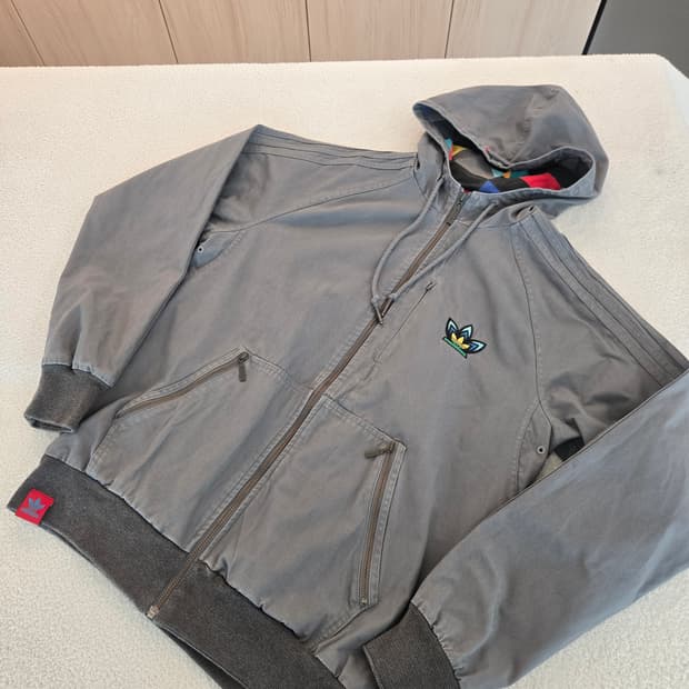 아디다스 후드 집업 워크자켓 그레이 100