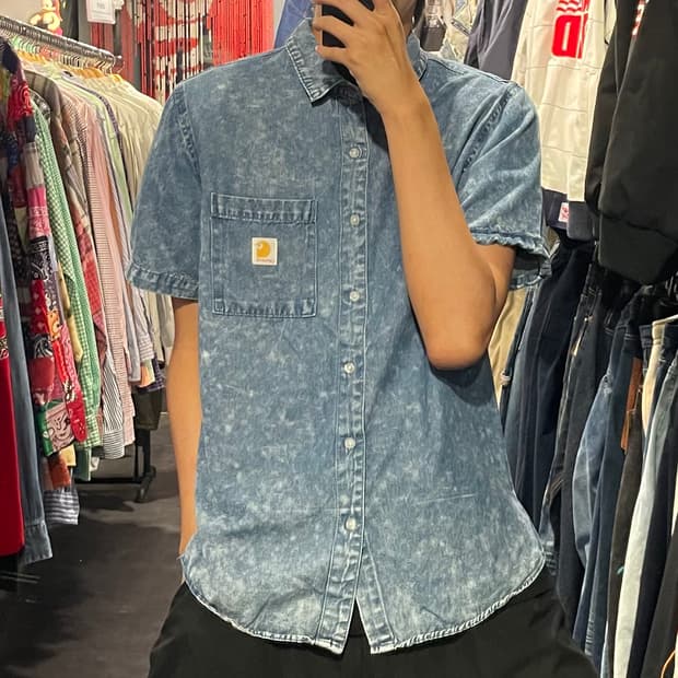 [IM] carhartt 칼하트 중청 워싱 데님 반팔셔츠