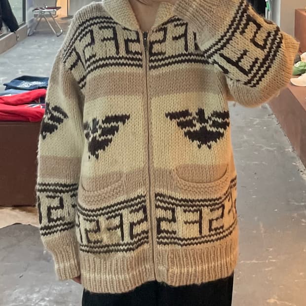 빈티지 울 코위찬 니트 집업 H2199