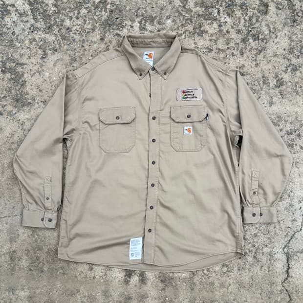 (2XL) 칼하트 FR 패치 디테일 베이지 워크 셔츠