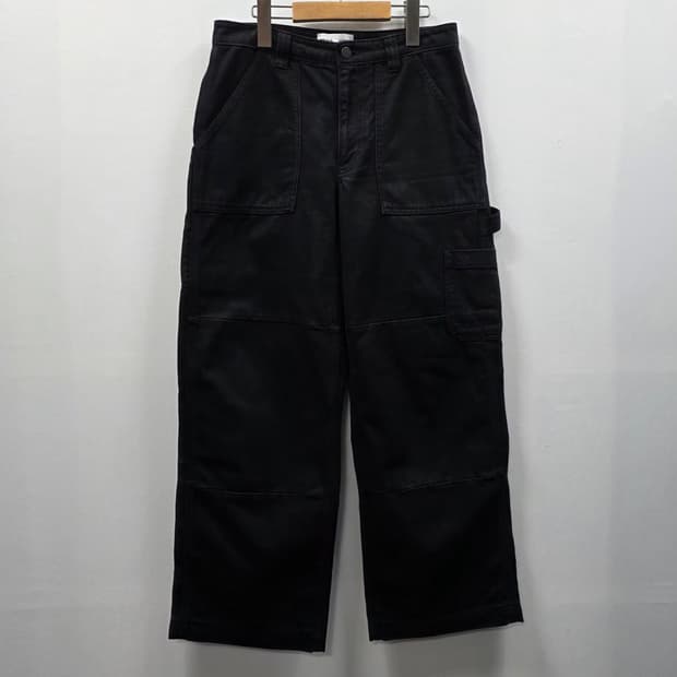 1485 TNA 데님카고 팬츠 블랙 와이드핏  유틸리티 워크팬츠