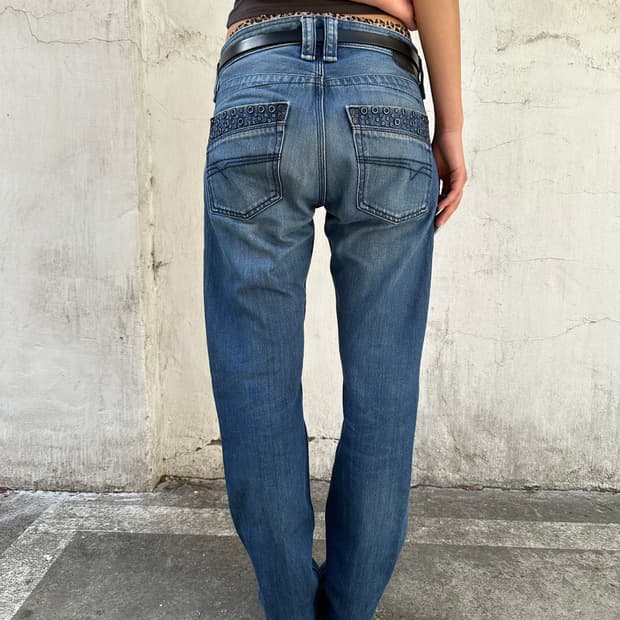 디젤 스터드 데님 팬츠