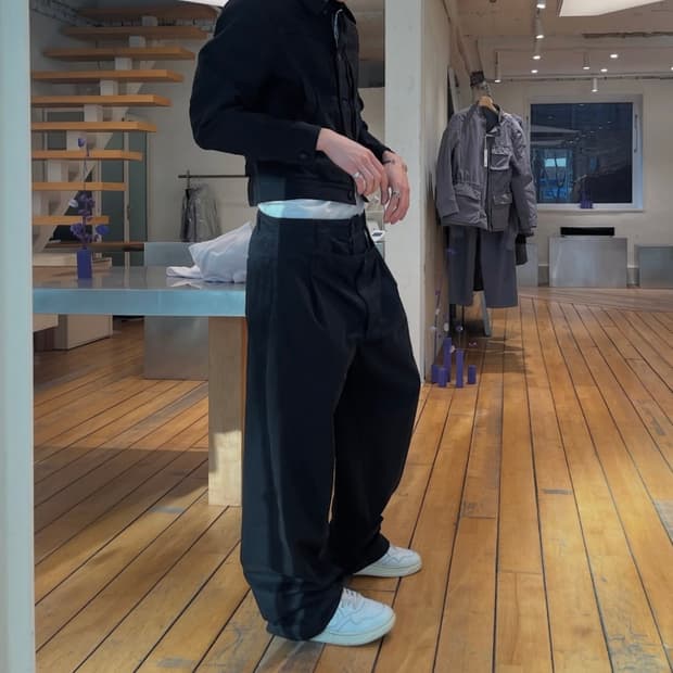 누마레ee 더블 웨이스트 팬츠 블랙