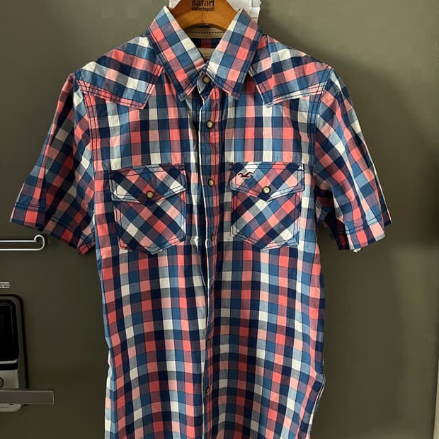 홀리스터 반팔 체크셔츠