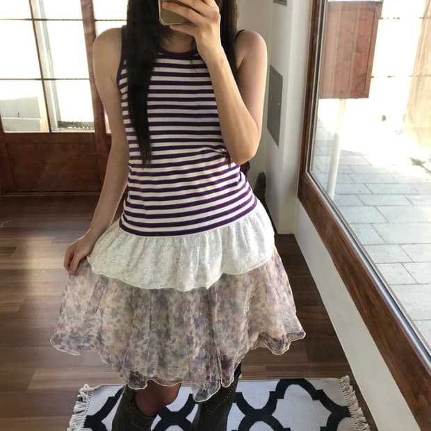 purple stripe pattern sleeveless