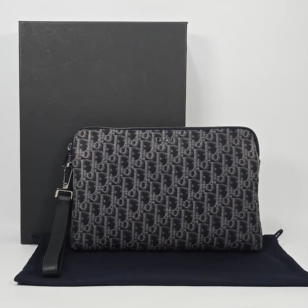 디올 오블리크 자카드 스트랩 클러치백