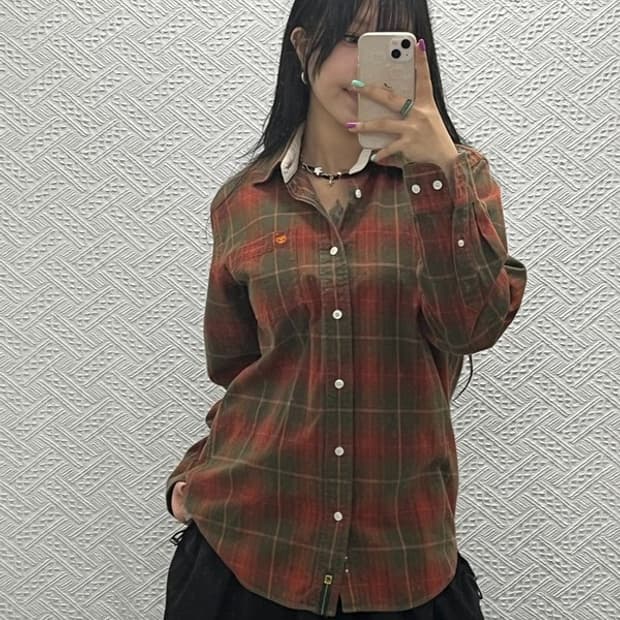 팀버랜드 빈티지 내추럴 홀리데이 체크 셔츠 S C06647