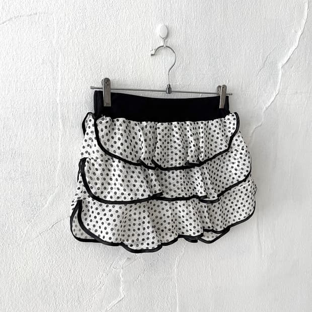 White Polka Dot Tiered Mini Skirt